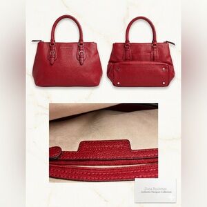 Dana Buchman Red Pebbled Vegan Leather Satchel | Silver Hardware